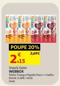 Oferta de Webbox - Snack Gato Sticks Frango+Fígado  por 2,15€ em Auchan