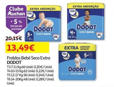 Oferta de Dodot - Fraldas Bebé Seco Extra por 13,49€ em Auchan