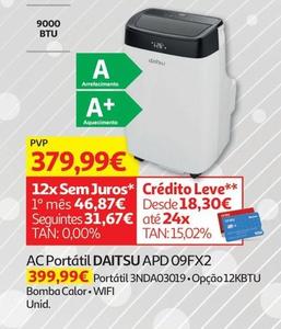 Oferta de Daitsu - AC Portatil APD 09FX2 por 379,99€ em Auchan