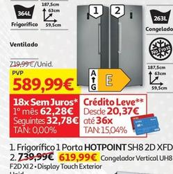 Oferta de Hotpoint - Frigorífico 1 Porta SH8 2D XFD por 589,99€ em Auchan