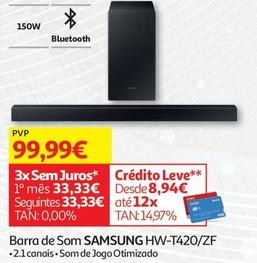 Oferta de Samsung - Barra De Som Hw-t420/zf por 99,99€ em Auchan