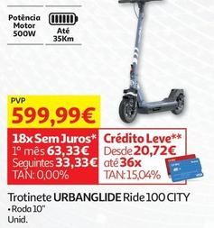 Oferta de Urbanglide - Trotinete Ride 100 City por 599,99€ em Auchan