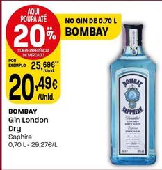 Oferta de Bombay - Gin London Dry por 20,49€ em Intermarché