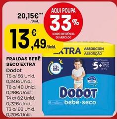 Oferta de Dodot - Fraldas Bebe Seco Extra por 13,49€ em Intermarché