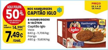 Oferta de Iglo - 8 Hamburgers S/glúten por 7,49€ em Intermarché