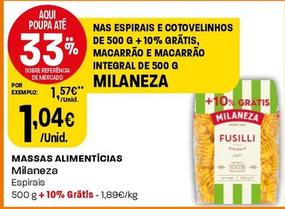 Oferta de Milaneza - Massas Alimentícias por 1,04€ em Intermarché