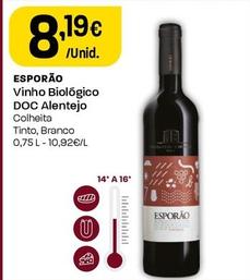 Oferta de Esporão - Vinho Biológico Doc Alentejo por 8,19€ em Intermarché