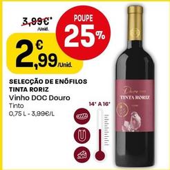 Oferta de Selecção De Enófilos - Tinta Roriz Vinho Doc Douro por 2,99€ em Intermarché