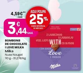 Oferta de Milka - Bombons De Chocolate I Love por 3,44€ em Intermarché