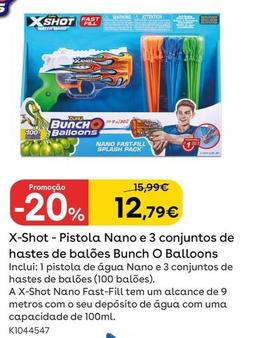 Oferta de X-Shot - Pistola Nano E 3 Conjuntos De Hastes Baloes Bunch O Balloons por 12,79€ em Toys R Us