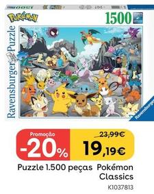 Oferta de Ravensburger - Puzzle 1.500 Peças Pokémon Classics por 19,19€ em Toys R Us