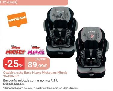 Oferta de Mickey Mouse - Cadeira Auto Race I-Luxe 76-150 Cm por 89,99€ em Toys R Us