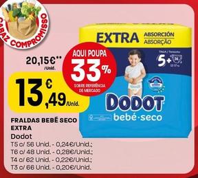 Oferta de Dodot - Fraldas Bebé Seco Extra por 13,49€ em Intermarché
