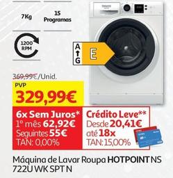 Oferta de Hotpoint - Máquina De Lavar Roupa NS 722U WK SPT N por 329,99€ em Auchan