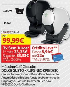 Oferta de Dolce Gusto - Máquina Café Cápsulas Krups Neo Kp830810 por 99,99€ em Auchan