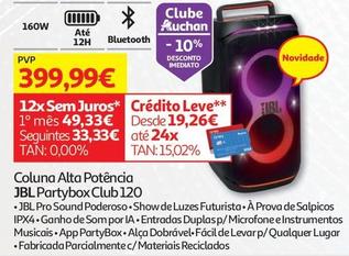 Oferta de Jbl - Coluna Alta Potência Partybox Club 120 por 399,99€ em Auchan