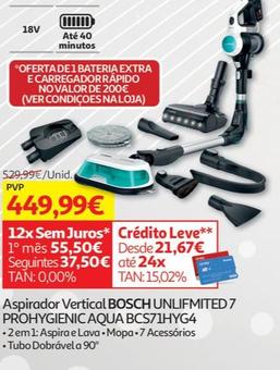 Oferta de Bosch - Aspirador Vertical Unlifmited 7 Prohygienic Aqua BCS71HYG4 por 449,99€ em Auchan