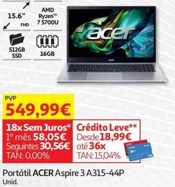 Oferta de Acer - Portail 3 A315-44P por 549,99€ em Auchan