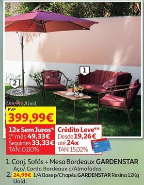 Oferta de Gardenstar - Conj. Sofás + Mesa Bordeaux por 399,99€ em Auchan