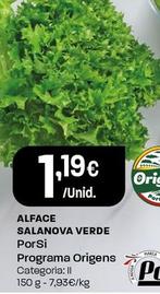 Oferta de Porsi - Alface Salanova Verde por 1,19€ em Intermarché