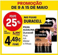 Oferta de Duracell - Pilha Alcalina por 4,49€ em Intermarché