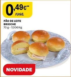Oferta de Pão De Leite Brioche  por 0,49€ em Intermarché