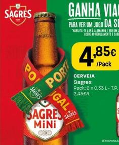Oferta de Sagres - Cerveja  por 4,85€ em Intermarché
