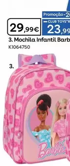 Oferta de Barbie - Mochila Infantil Love por 23,99€ em Toys R Us