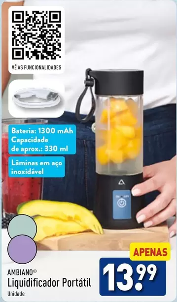 Oferta de Ambiano - Liquidificador Portatil por 13,99€ em Aldi