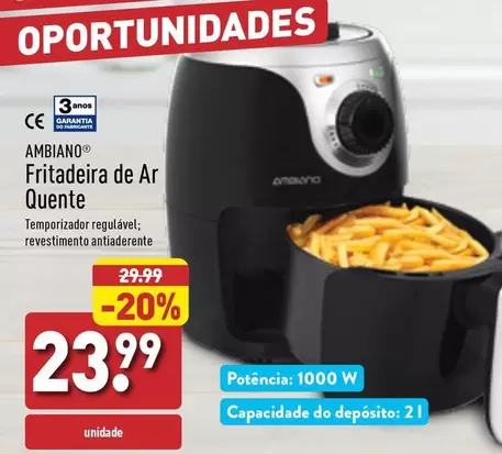 Oferta de Ambiano - Fritadeira De Ar Quente por 23,99€ em Aldi