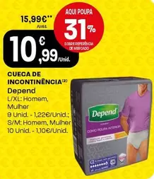 Oferta de Depend - Cueca De Incontinencia por 10,99€ em Intermarché