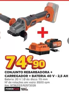 Oferta de Conjunto Rebarbadora + Carregador + Bateria 40 V-2,5 Ah por 74,9€ em Bricomarché