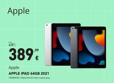 Oferta de Apple -  iPad 64GB 2021 por 389,99€ em Radio Popular