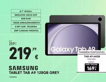 Oferta de A+ - Samsung - Tablet Tab A9 128GB Grey por 219,99€ em Radio Popular