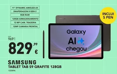 Oferta de CAM - Samsung - Tablet Tab S9 Grafite 128gb por 829,99€ em Radio Popular