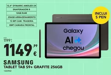 Oferta de CAM - Samsung - Tablet TAB S9+ GRAFITE 256GB por 1149,99€ em Radio Popular