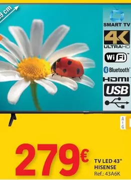 Oferta de Hisense - Tv Led 43" por 279€ em E.Leclerc