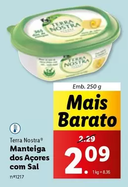 Oferta de Terra Nostra - Terre Nostra Manteiga Dos Acores Com Sal por 2,09€ em Lidl