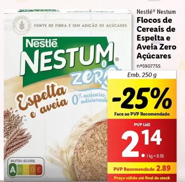 Oferta de Nestle - Nestlé - Flocos De Cereais De Espelta E Aveia Zero Açúcares por 2,14€ em Lidl