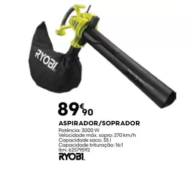 Oferta de Ryobi - Aspirador/soprador por 89,9€ em Bricomarché