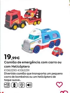 Oferta de Camión De Emergência Com Carro Ou Com Helicoptero por 19,99€ em Toys R Us