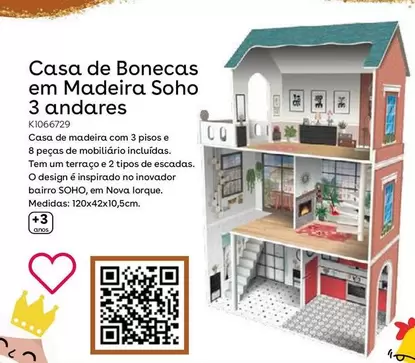 Oferta de Casa De Bonecas Em Madeira Soho 3 Andaresem Toys R Us