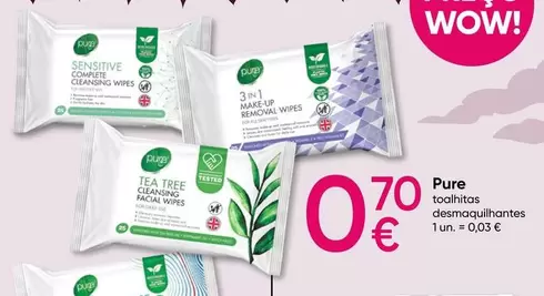 Oferta de Pure Talnios Desmaquillantes por 0,7€ em Pepco