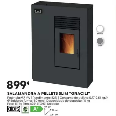 Oferta de A+ - Salamandra A Pellets Slim "Gracili" por 899€ em Bricomarché