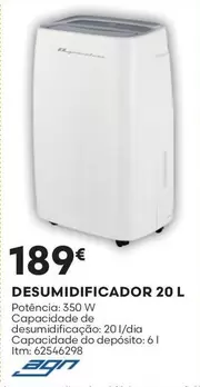 Oferta de Desumidificador 20 L por 189€ em Bricomarché