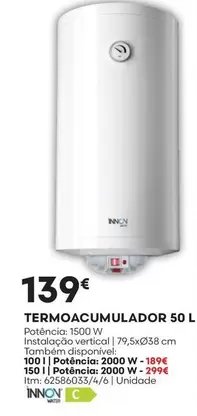 Oferta de Termoacumulador 50 L por 139€ em Bricomarché