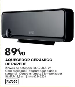 Oferta de Black & Decker - Aquecedor Ceramico De Parede por 89,9€ em Bricomarché