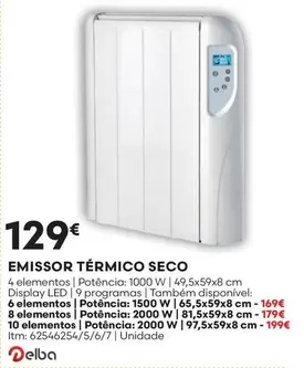 Oferta de Delba - Emissor Térmico Seco por 129€ em Bricomarché