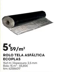 Oferta de Rolo Tela Asfaltica Ecoplas por 5,59€ em Bricomarché