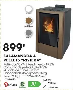 Oferta de A+ - Riviera - Salamandra A Pellets por 899€ em Bricomarché